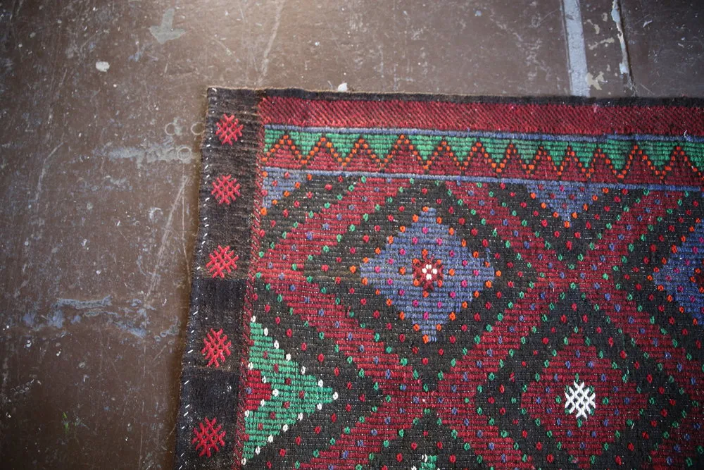 Vintage Mersin Mut Cicim Kilim 7.9ftx11.11ft