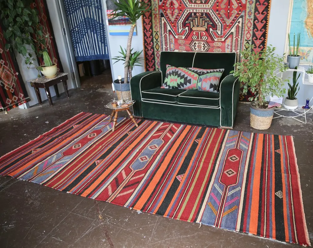 Vintage Sivas Kilim 4.10ftx9.8ft