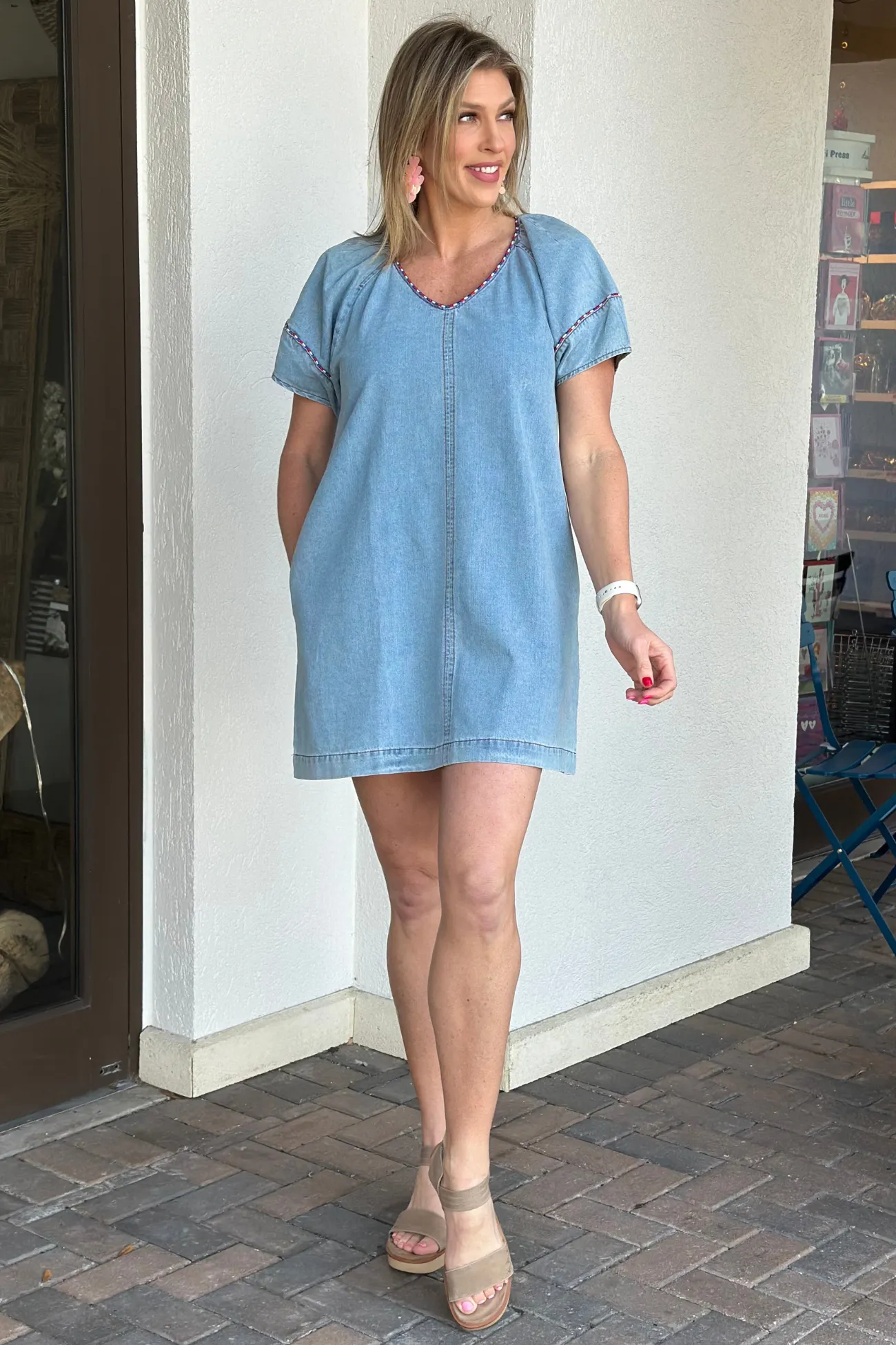 Voluminous Vibes Denim Dress