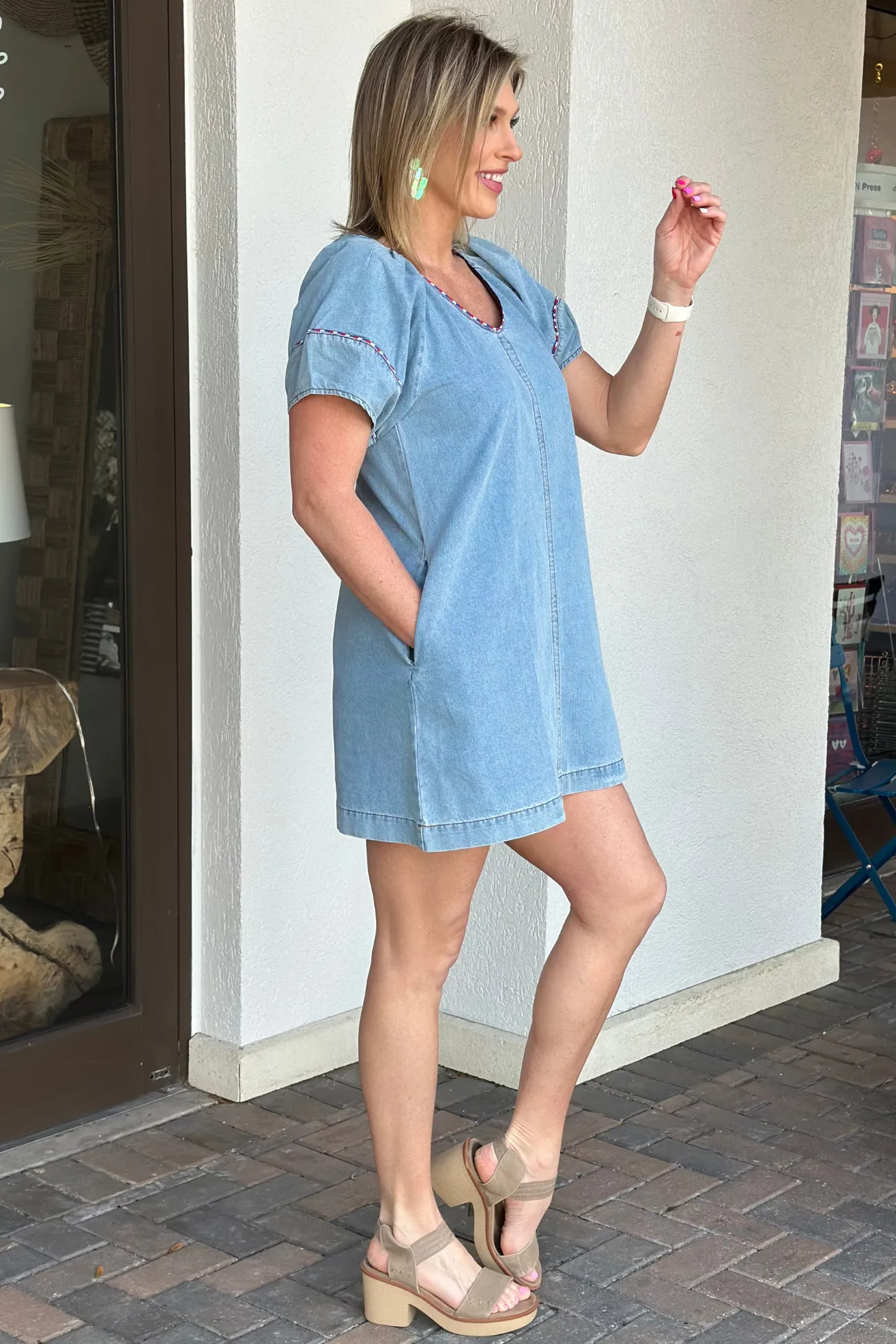 Voluminous Vibes Denim Dress