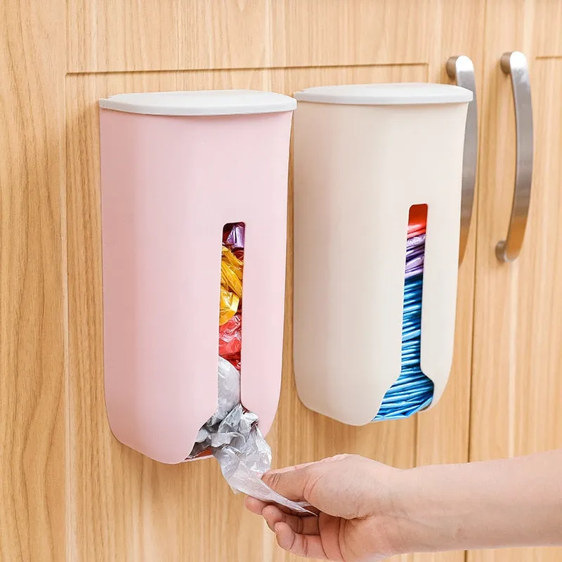 Wall Hanging Kitchen Garbage Bag Storage Box Organizer