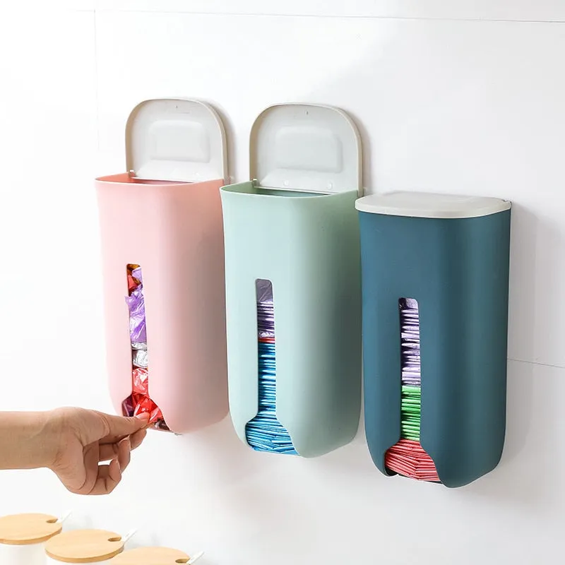 Wall Hanging Kitchen Garbage Bag Storage Box Organizer