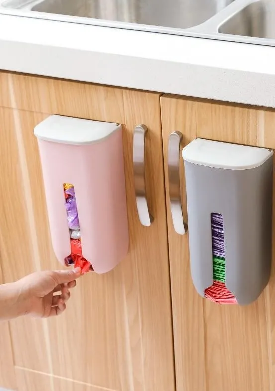 Wall Hanging Kitchen Garbage Bag Storage Box Organizer