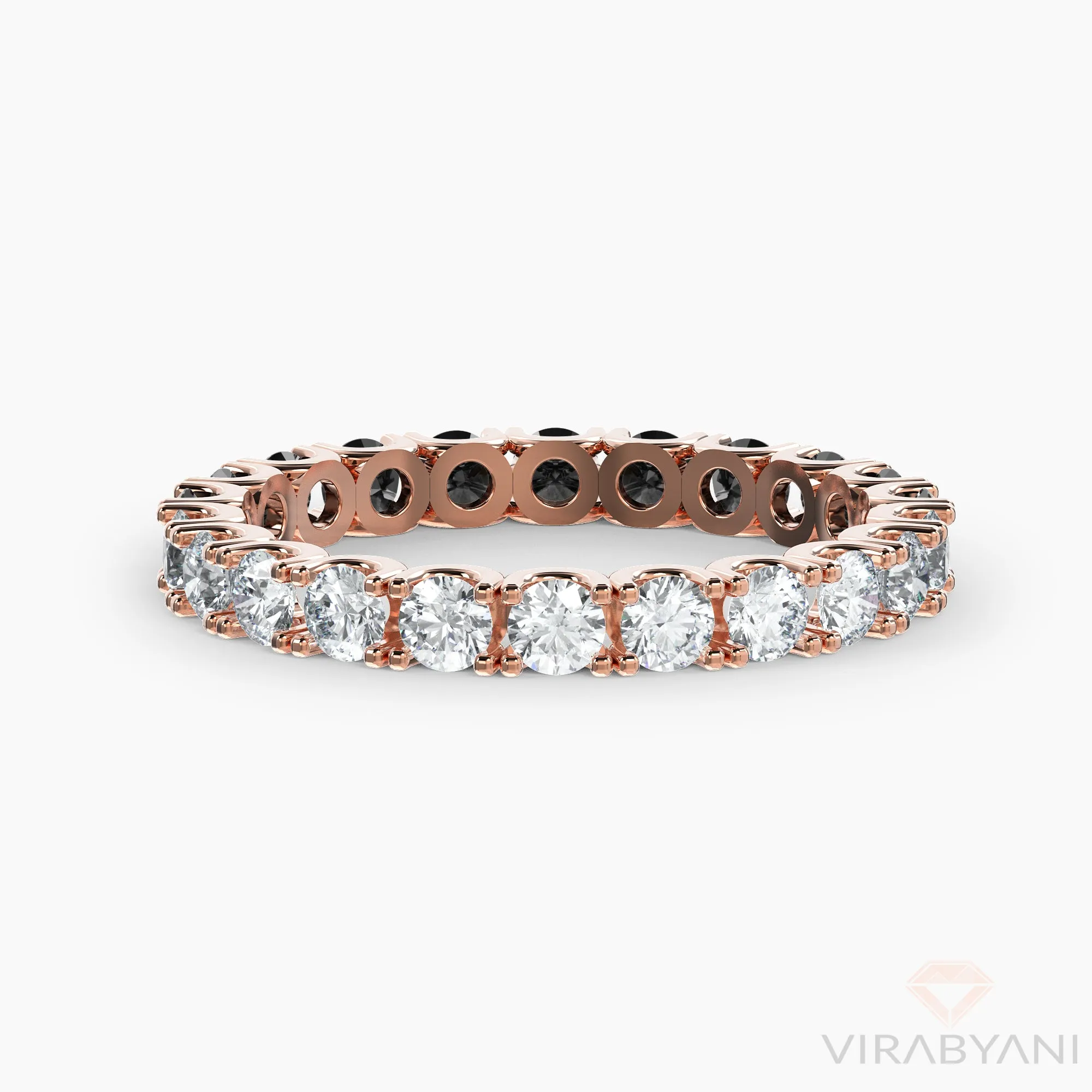 White & Black Diamond U Prong Eternity Band Comfort Low Setting Style