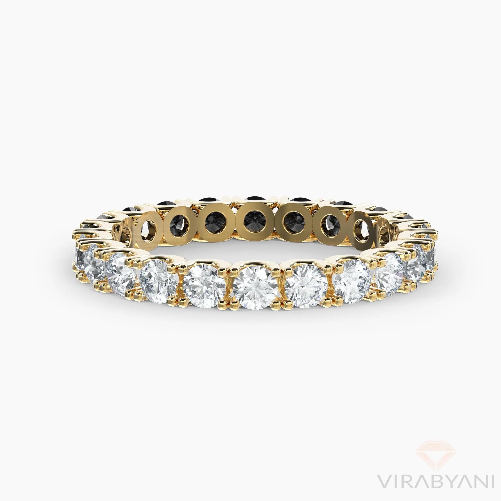 White & Black Diamond U Prong Eternity Band Comfort Low Setting Style
