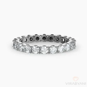 White & Black Diamond U Prong Eternity Band Comfort Low Setting Style