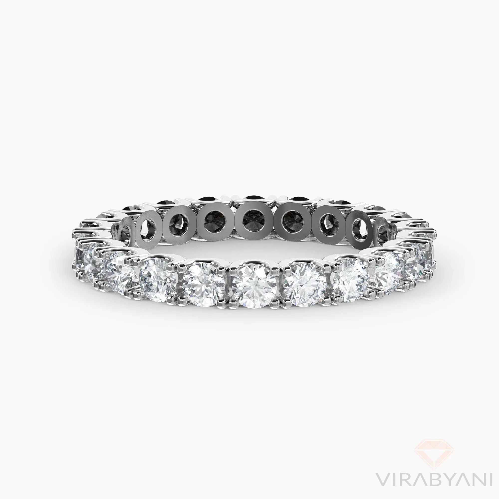 White & Black Diamond U Prong Eternity Band Comfort Low Setting Style