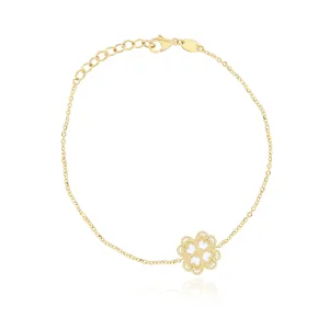 White Enamel Single Clover Bracelet