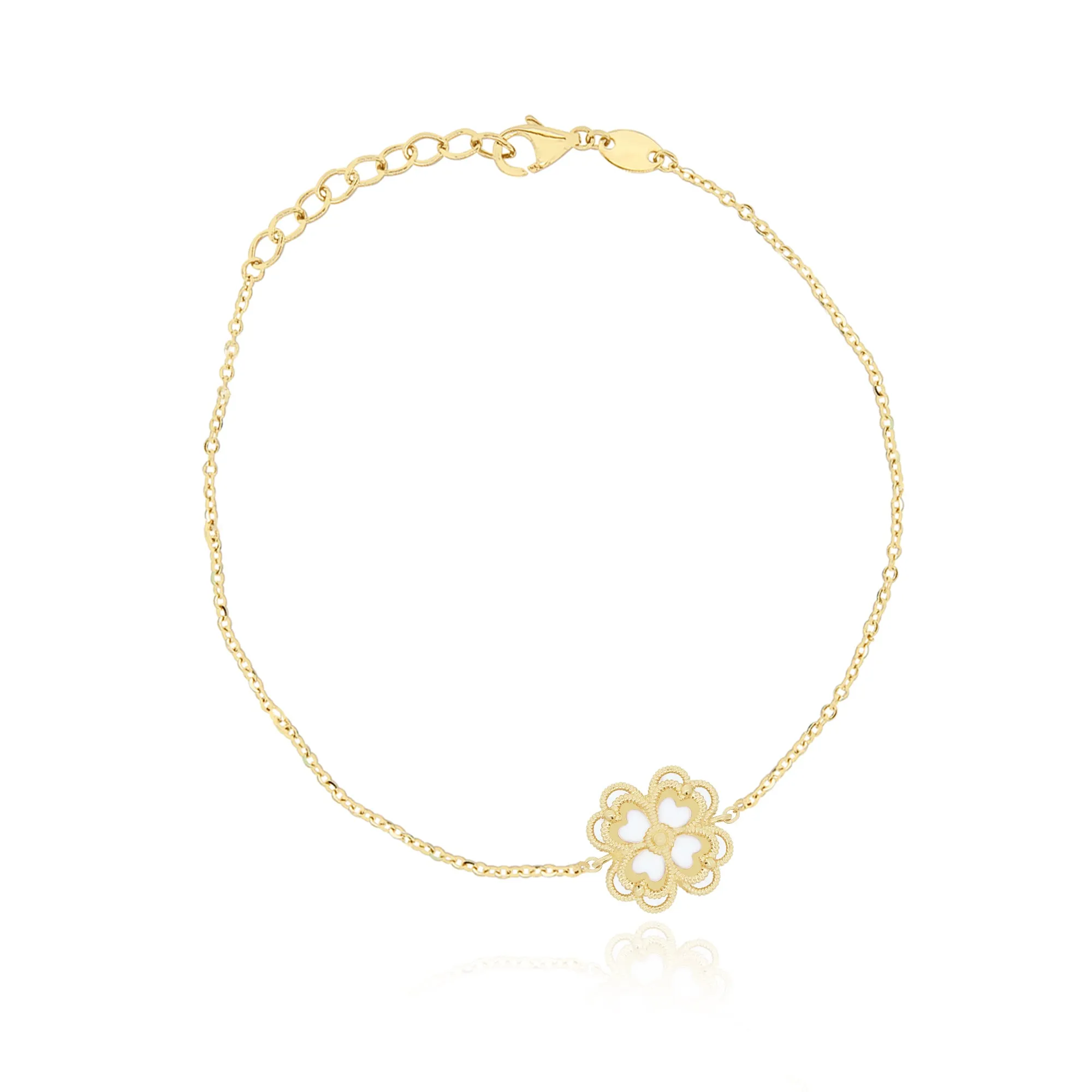 White Enamel Single Clover Bracelet
