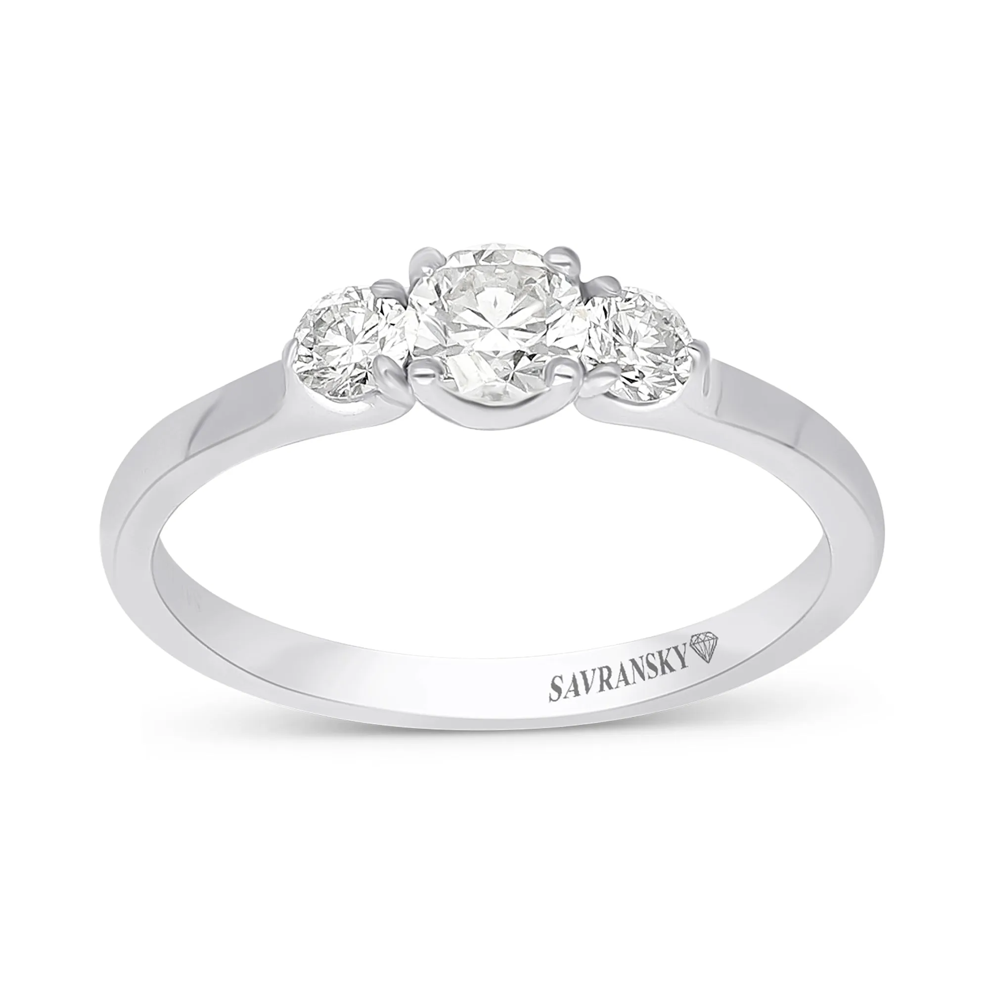 White Gold Three Stone Diamond Ring