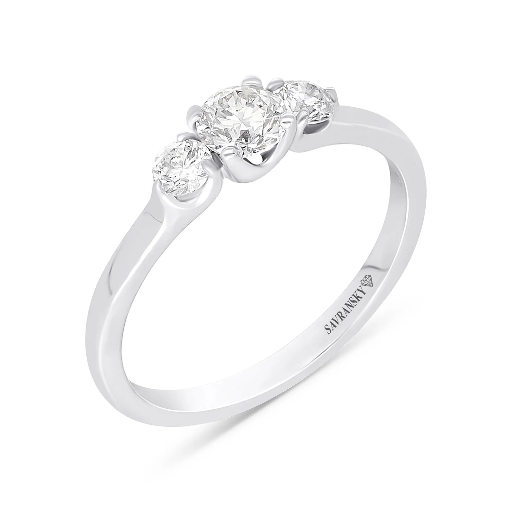 White Gold Three Stone Diamond Ring