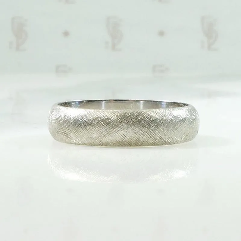 White Gold Wedding Band with Florentine Finish