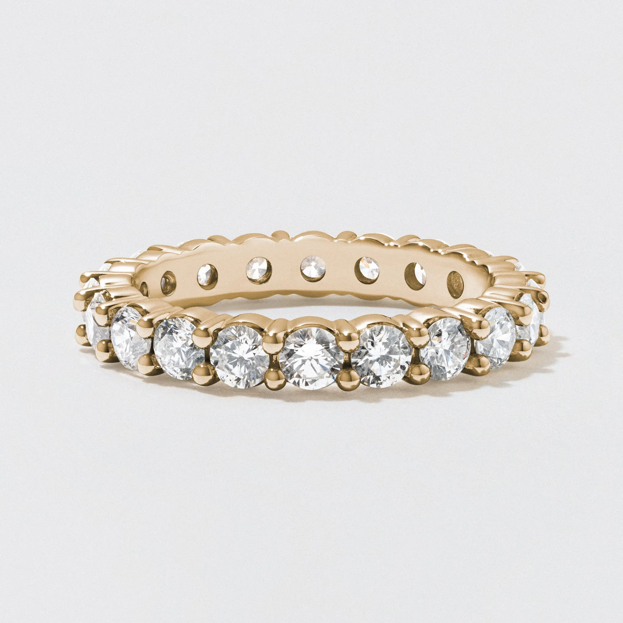 Yellow Gold Diamond Eternity Wedding Band - Polished 3mm