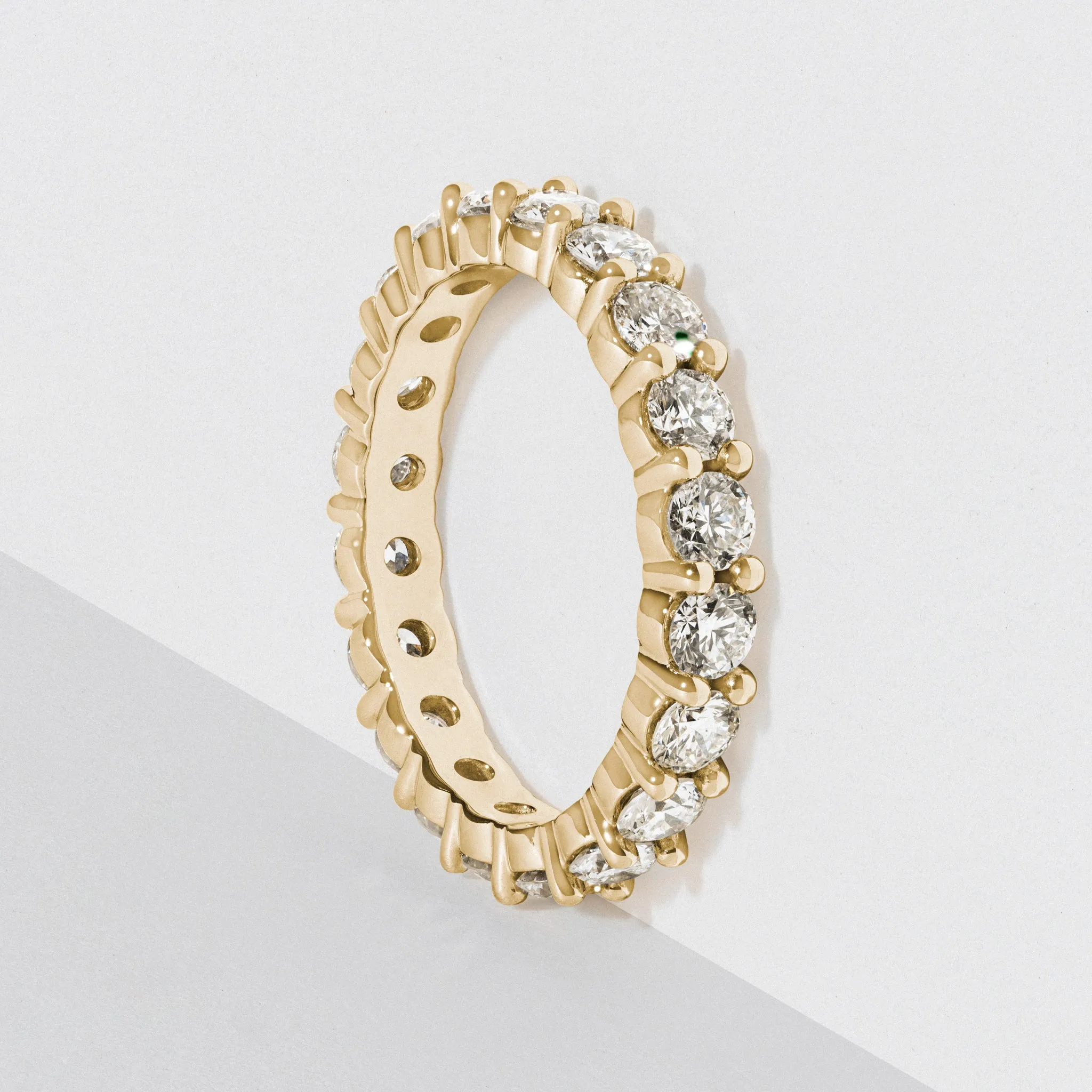 Yellow Gold Diamond Eternity Wedding Band - Polished 3mm