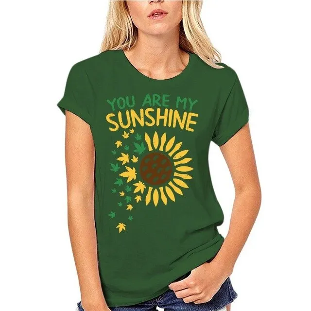 You Are My Sunshine Sunflower Weed Funny 420 Cbd Stoner Gift T-Shirt Cotton Short Sleeve Tee Shirt