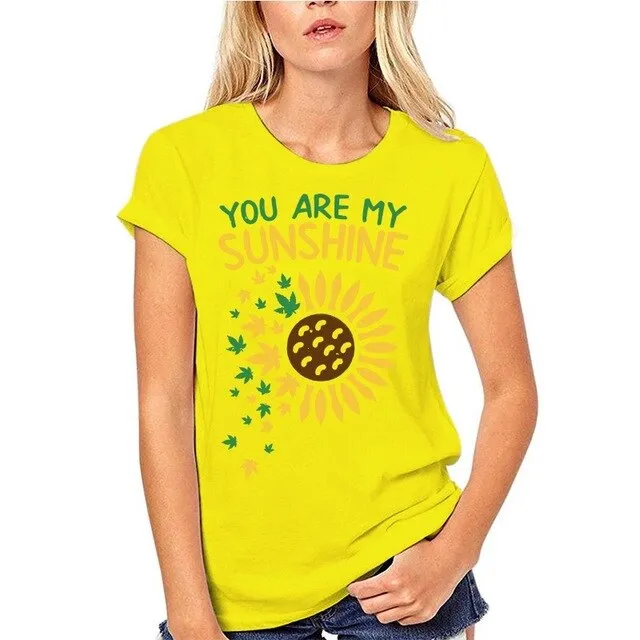 You Are My Sunshine Sunflower Weed Funny 420 Cbd Stoner Gift T-Shirt Cotton Short Sleeve Tee Shirt