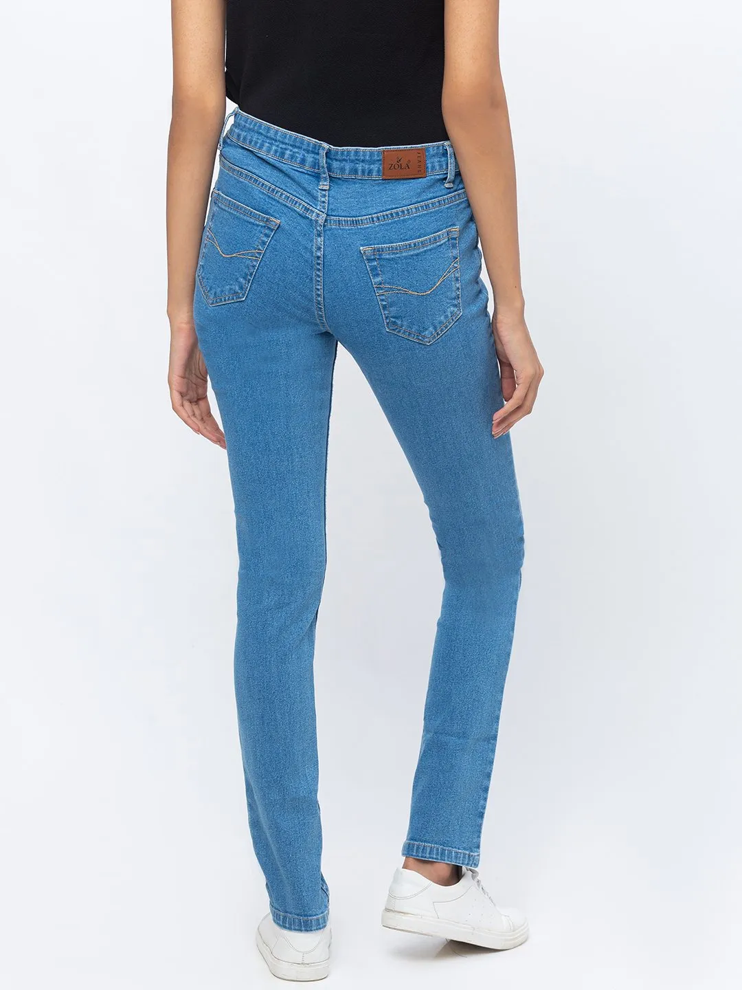 ZOLA Stone Blue Pencil Fit Full Length Denim Jeans For Women