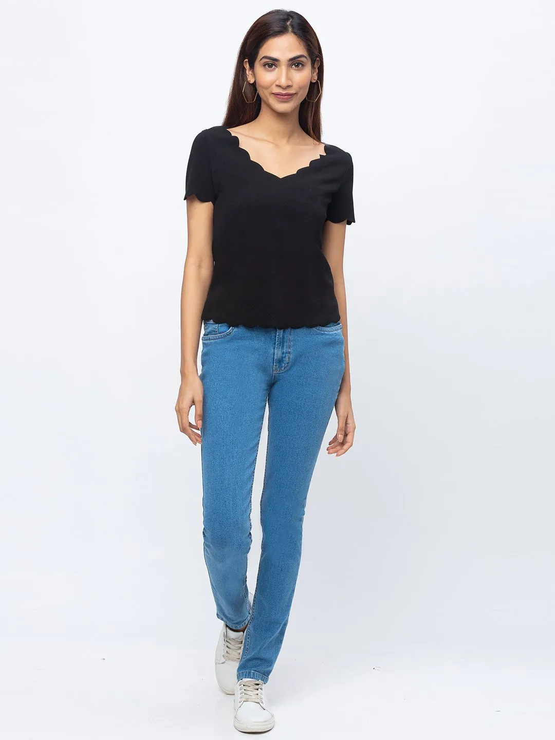 ZOLA Stone Blue Pencil Fit Full Length Denim Jeans For Women